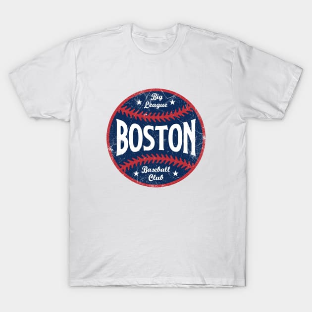 Boston Retro Big League Baseball - White T-Shirt by KFig21